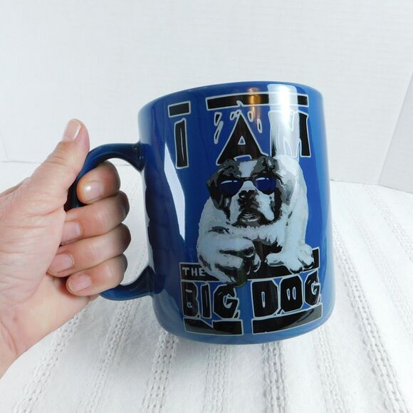 BIG DOGS Blue Ceramic Mug LARGE 24 oz! I AM THE BIG DOG Coffee Cup, Gift MINT! - Picture 9 of 9